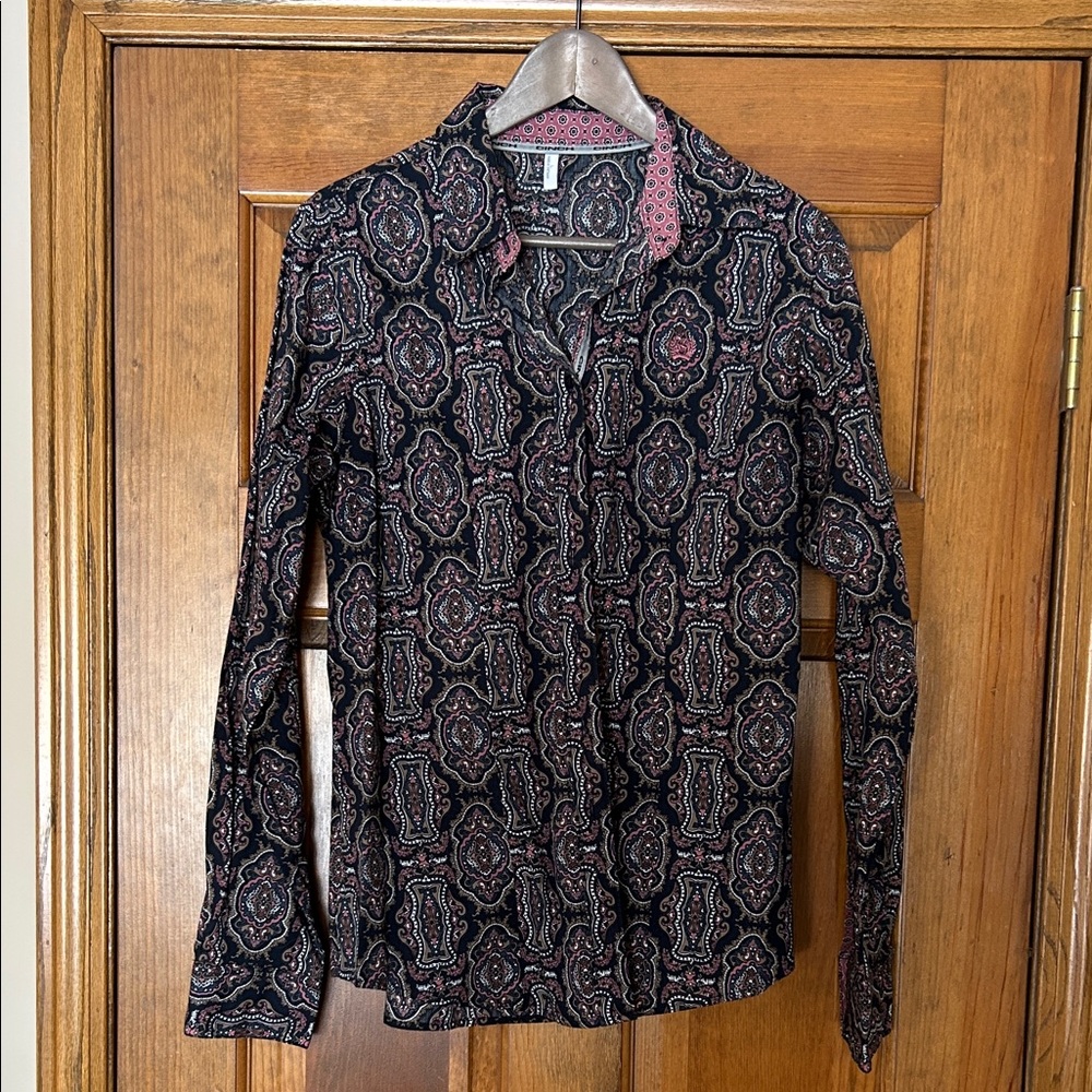 Cinch Navy and Pink Paisley Shirt